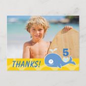 ブルーホエールイエロードットボーイの誕生日感謝してい写真 ポストカード (正面)