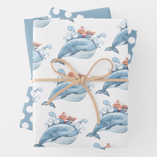ブルーホエールウォーター誕生日 ラッピングペーパーシート (インサイチュ)