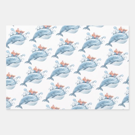 ブルーホエールウォーター誕生日 ラッピングペーパーシート (正面)