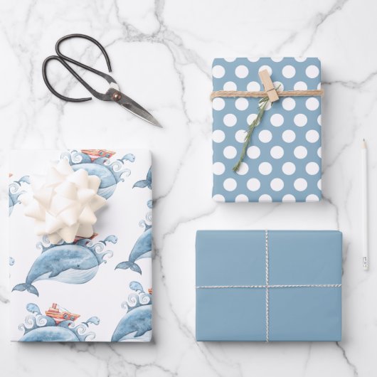 ブルーホエールウォーター誕生日 ラッピングペーパーシート (正面)