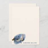 ブルーホエールカワイター航海のカラパーソナライズされたー ノートカード (正面/裏面)
