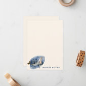 ブルーホエールカワイター航海のカラパーソナライズされたー ノートカード (正面/裏面インサイチュ)