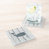 ブルーホエールシープラップ素朴ビーチデコールガラスコース ガラスコースター (アングル)