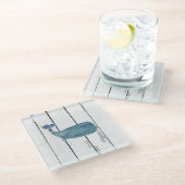 ブルーホエールシープラップ素朴ビーチデコール ガラスコースター (アングル)