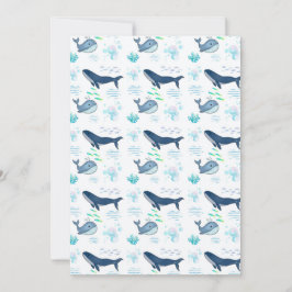 ブルーホエールシームレスパターン – 海洋動物 招待状