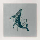 ブルーホエールスイミングイラストレーション ジグソーパズル (横)