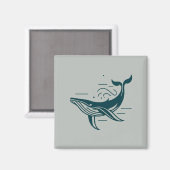 ブルーホエールスイミングイラストレーション マグネット (正面/裏面)