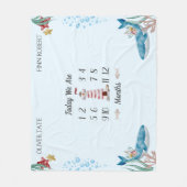 ブルーホエールツインベビーマイルストーン フリースブランケット (正面)