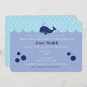 ブルーホエールテーマの男の赤ちゃんシャワー招待 招待状 (正面/裏面)