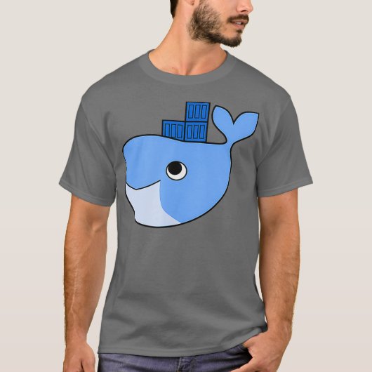 ブルーホエールハッカソンのドッカー暖容器 Tシャツ (正面)