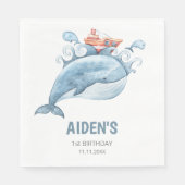 ブルーホエールバースデーパーティー紙 スタンダードランチョンナプキン (正面)