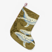 ブルーホエールファミリーオリーブグリーン スモールクリスマスストッキング (正面 (吊り時))