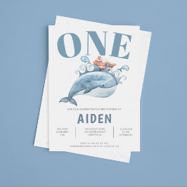 ブルーホエールファーストバースデーパーティーの招待 招待状