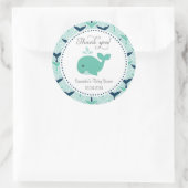 ブルーホエールベビーシャワーステッカー ラウンドシール (バッグ)