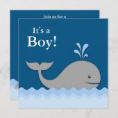 ブルーホエールベビーシャワー 招待状 (正面/裏面)