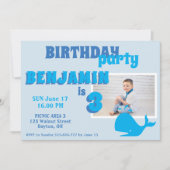 ブルーホエールボーイズ写真誕生日パーティー 招待状 (正面)