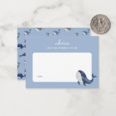 ブルーホエールボーイ赤ちゃんシャワー子育てアドバイス ノートカード (正面/裏面インサイチュ)