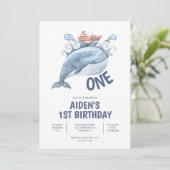 ブルーホエールボーイ1歳の誕生日 招待状 (スタンド正面)