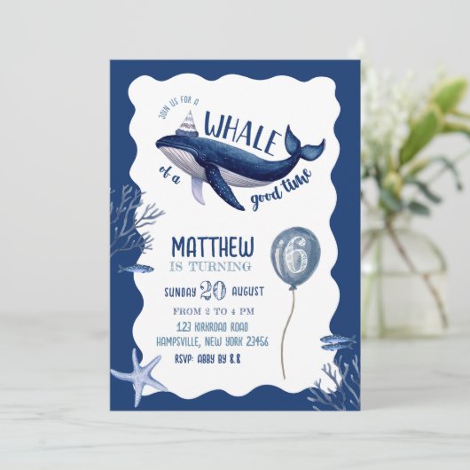 ブルーホエー予測できなル誕生日 招待状 (スタンド正面)