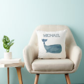 ブルーホエー絵を描ル名前をカスタムする装飾用クッション クッション (椅子)