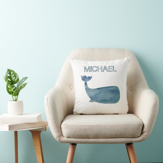 ブルーホエー絵を描ル名前をカスタムする装飾用クッション クッション (椅子)