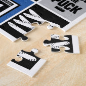 ブルーホッケーエレメントスティックパックプレーヤー ジグソーパズル (側面)