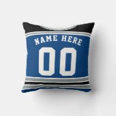 ブルーホッケージャージーの名前と番号のテンプレート クッション (裏面)
