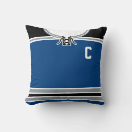 ブルーホッケージャージーの名前と番号のテンプレート クッション
