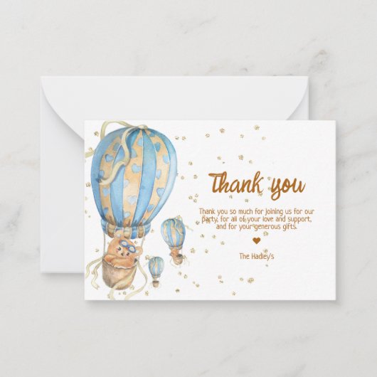 ブルーホットエアバルーンありがとう ノートカード (正面)