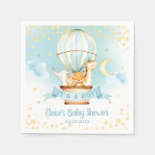 ブルーホットエアバルーンかわいい動物の男の子の赤ちゃんシャワー スタンダードカクテルナプキン (正面)