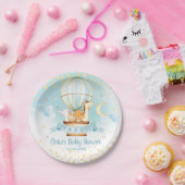 ブルーホットエアバルーンかわいい動物の男の子の赤ちゃんシャワー ペーパープレート (パーティー)