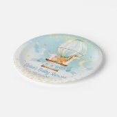 ブルーホットエアバルーンかわいい動物の男の子の赤ちゃんシャワー ペーパープレート (アングル)