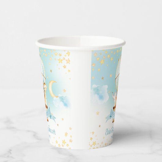 ブルーホットエアバルーンかわいい動物の男の子の赤ちゃんシャワー 紙コップ (左)