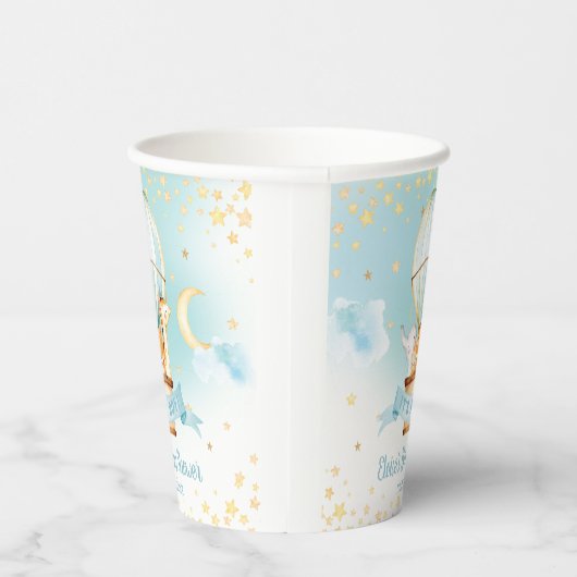 ブルーホットエアバルーンかわいい動物の男の子の赤ちゃんシャワー 紙コップ (右)