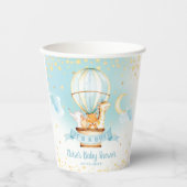 ブルーホットエアバルーンかわいい動物の男の子の赤ちゃんシャワー 紙コップ (正面)