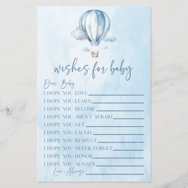 ブルーホットエアバルーンが赤ちゃんシャワーゲームを希望 (正面)