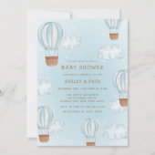 ブルーホットエアバルーンクラウドスターボーイベビーシャワー 招待状 (正面)