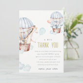 ブルーホットエアバルーンサファリベイビーシャワーありがとう 招待状 (スタンド正面)