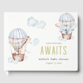 ブルーホットエアバルーンサファリ動物ベビーシャワー ゲストブック (正面)