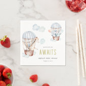 ブルーホットエアバルーンサファリ動物ベビーシャワー スタンダードカクテルナプキン (インサイチュ)