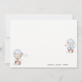 ブルーホットエアバルーンサファリ動物ベビーシャワー ノートカード (正面)