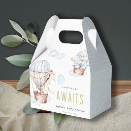 ブルーホットエアバルーンサファリ動物ベビーシャワー フェイバーボックス