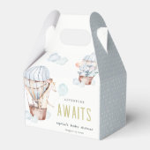 ブルーホットエアバルーンサファリ動物ベビーシャワー フェイバーボックス (正面サイド)