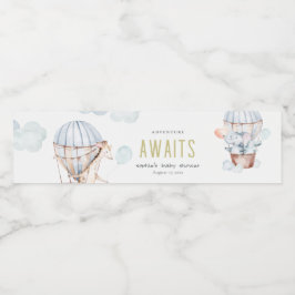 ブルーホットエアバルーンサファリ動物ベビーシャワー ペットボトルラベル