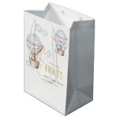ブルーホットエアバルーンサファリ動物ベビーシャワー ミディアムペーパーバッグ (裏面アングル)