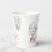 ブルーホットエアバルーンサファリ動物ベビーシャワー 紙コップ (左)