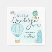 ブルーホットエアバルーンダーフルワールド1st誕生日 スタンダードカクテルナプキン (正面)