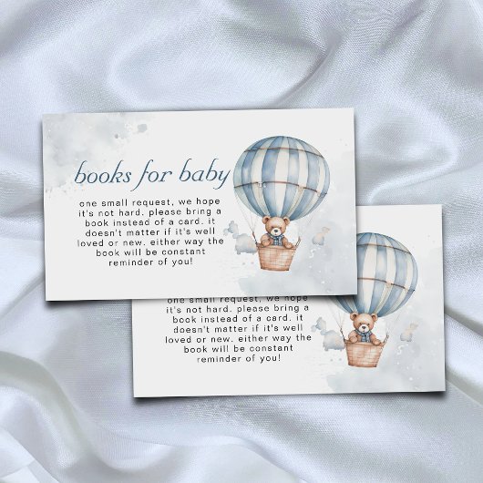 ブルーホットエアバルーンテディベアブックベビー エンクロージャーカード