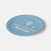 ブルーホットエアバルーンベビー初誕生日 ペーパープレート (アングル)