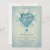 ブルーホットエアバルーンボーイズ赤ちゃんシャワー招待状 招待状 (正面)